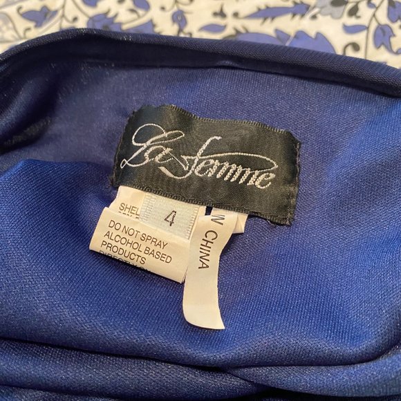 La Femme Ruched Cut Out Maxi Dress Navy Blue - Picture 7 of 9